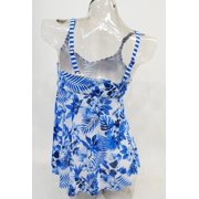 Croft & Barrow Blue Floral Mesh Flyaway Tankini Top Swimwear Women's 6