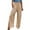 Khaki, variant on TSADFHJI Wide Leg Pants Women Jeans High Waist Wide Leg Palazzo Lounge Prints Pants for Women Smocked Elastic Waist Loose Comfy Splitcasual Pajama Pants Pockets L Khaki