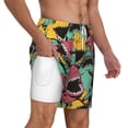 thumbnail image 3 of Picia Angry Shark Pattern pattern Mens Swim Trunks with Compression Liner Stretch Beach Shorts Quick Dry with Zipper Pockets No-Chafing Board Shorts-3X-Large, 3 of 9