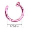 thumbnail image 2 of 2 pcs Unisex Surgical Titanium Steel Open Nose Ring Nose Piercing Stud 6mm (Pink), 2 of 7