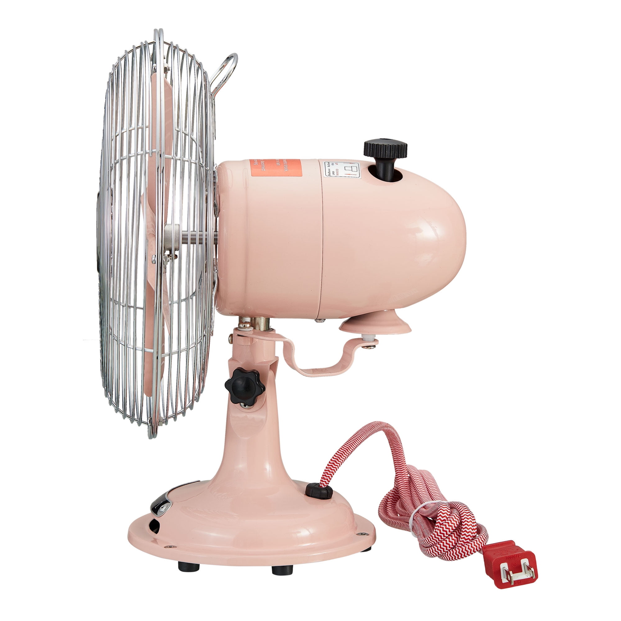 Better Homes & Gardens 12" 3-Speed Retro Pearl Blush Metal Tiltable-Head Oscillating Table Fan