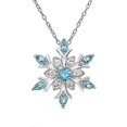 thumbnail image 1 of Women's Blue Crystal Snowflake Pendant Fashion Necklace Clavicle Chain, 1 of 3