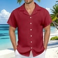 thumbnail image 3 of Men's Casual Linen Shirt - Cuban Collar, Button Down, Breathable Material, Perfect for Summer & Vacation, 3 of 5