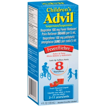 Children's Advil Liquid Suspension Fever Reducer/Pain Reliever (Ibuprofen) in Fruit Flavor 100mg 4 Fl Oz Box