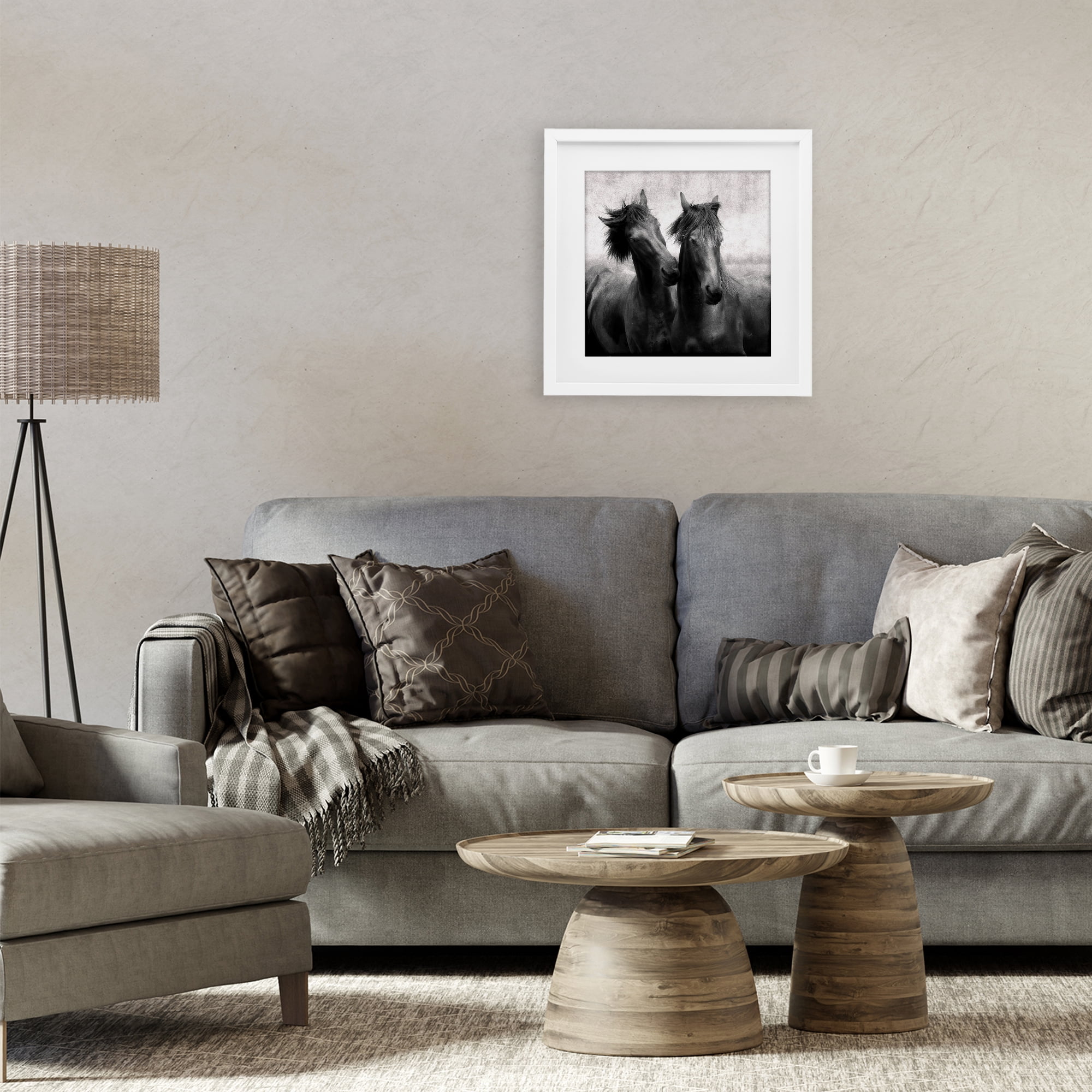 Stupell Industries Short Haired Horse Pair White Framed Print Under Glass, design by Lars Van de Goor