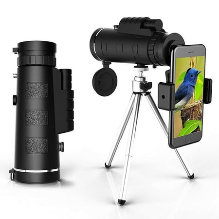 Peroptimist Monocular Telescope, HD Low Night Vision Waterproof High Power Spotting Scope with Phone Photography Adapter, Perfect for Bird watching Hiking