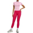 thumbnail image 3 of Women's 2 Piece Gym Set Short Sleeve Zip Up Activewear Top and Leggings, 3 of 9