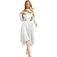 thumbnail image 1 of Hansber Robe de Louange Métallique pour Femmes à Manches Longues, Ourlet Irrégulier, Tunique, Costume de Performance, Blanc, m, 1 of 4