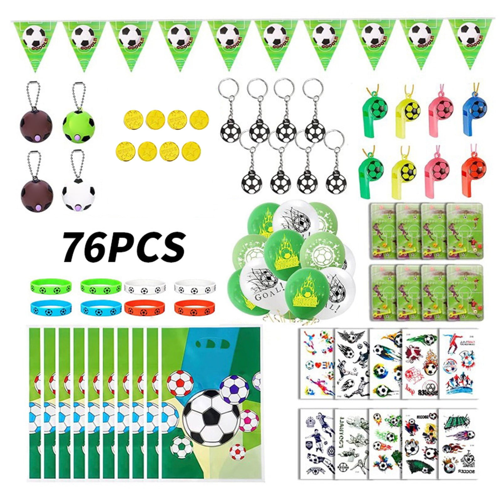 Toys for Kids 76PC 2022 Soccer Party Gift Set Soccer Theme Party Soccer Toy  Whistle Sticker Eraser Silicone Bracelet Key Chain Perfect For Soccer  Themed Party Birthday Party - Walmart.com
