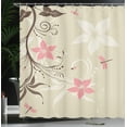 thumbnail image 4 of Ambesonne Flower Art Shower Curtain, Flying Dragonflies, 69"Wx84"L, Brown Tan, 4 of 5