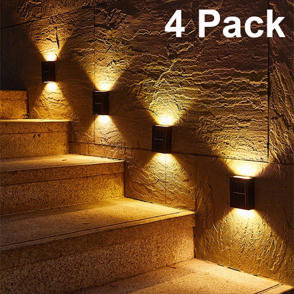 Outdoor LED Solar Light 4 Pack Solar Garden Waterproof Wall Lamp Light