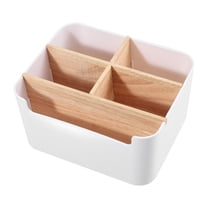 LOLIPPYY White Wooden Desk Organizer and Pen Holder, 1 Piece Office Storage Accessory for Desktop Tidy and Workspace