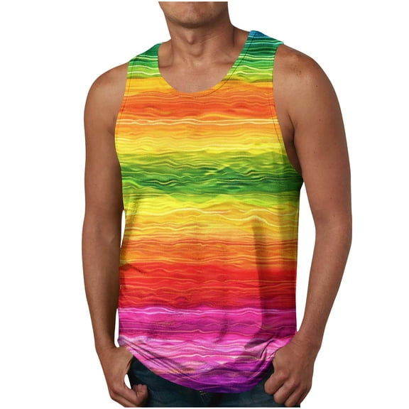 Momasggi Men's Graphic Tank Tops Big and Tall Sleeveless Crewneck Muscle Tees Athletic Bodybuilding T-Shirt Workout Gym Tank Top Yellow 2XL