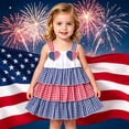 thumbnail image 2 of lnmuld Toddler Girls Independence Day Tiered Dress Red White Blue Gingham Flag Heart Embroidery Sleeveless Party Outfit Size:12-18 Months, 2 of 9