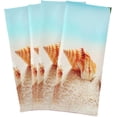 thumbnail image 4 of Summer Beach Seashell Tea Towels Set of 6 Tropical Palm Leaf Kitchen Dish Cloth with Hanging Loop, 18"x28"Lint-Free Absorbent Towel for Kitchen Drying Wiping and Cleaning, 4 of 5
