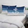 thumbnail image 4 of Nautical Anchor Navy Blue Standard Size Pillow Cover,Pillowcase Protectors with Zipper,Breathable Decorative Throw Pillow Case Cover,Coastal Ocean Ombre Striped Pillow Shams for Couch Sofa 20x26Inch, 4 of 8