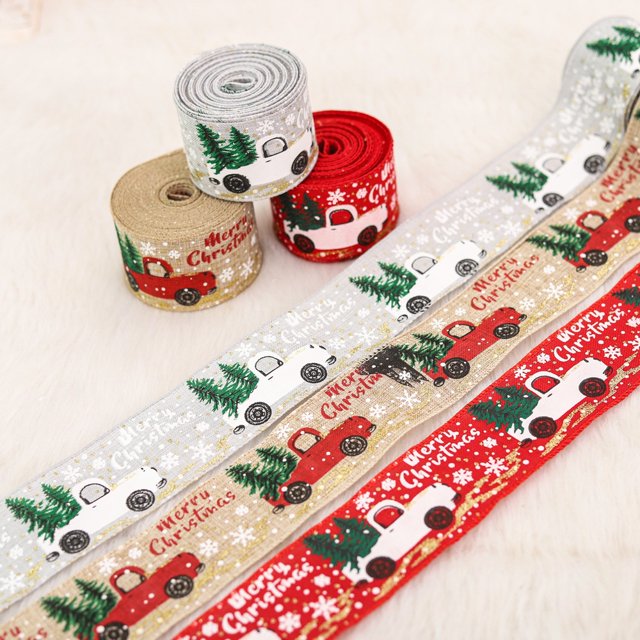 3 Rollos de Cinta de Arpillera con Cable de 5 x 500 cm Cinta de Envoltura de Navidad Cinta con Cable Clásica Cintas de Tela para Decoración de Fiesta para Envoltura de Regalos de Fiesta de Navidad JM