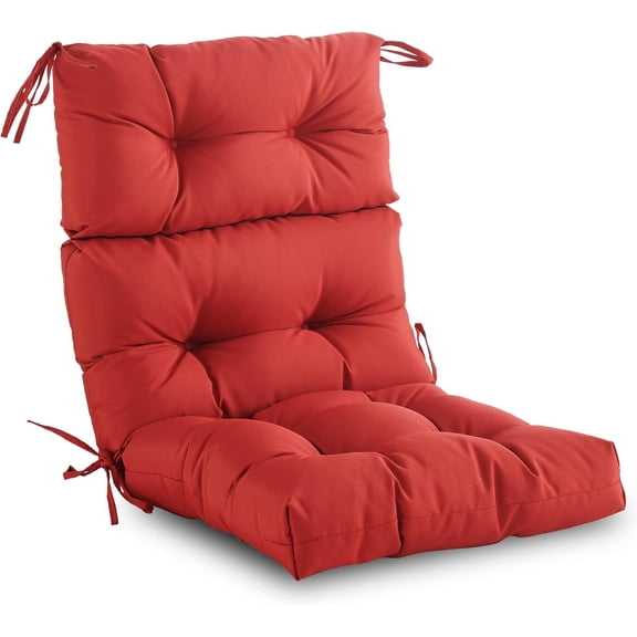 High Back Patio Chair Cushion – Red, All-Weather Water-Resistant Pad for Adirondack Chairs, Thick High Rebound Fill for Indoor/Outdoor Use(1PCS,C)