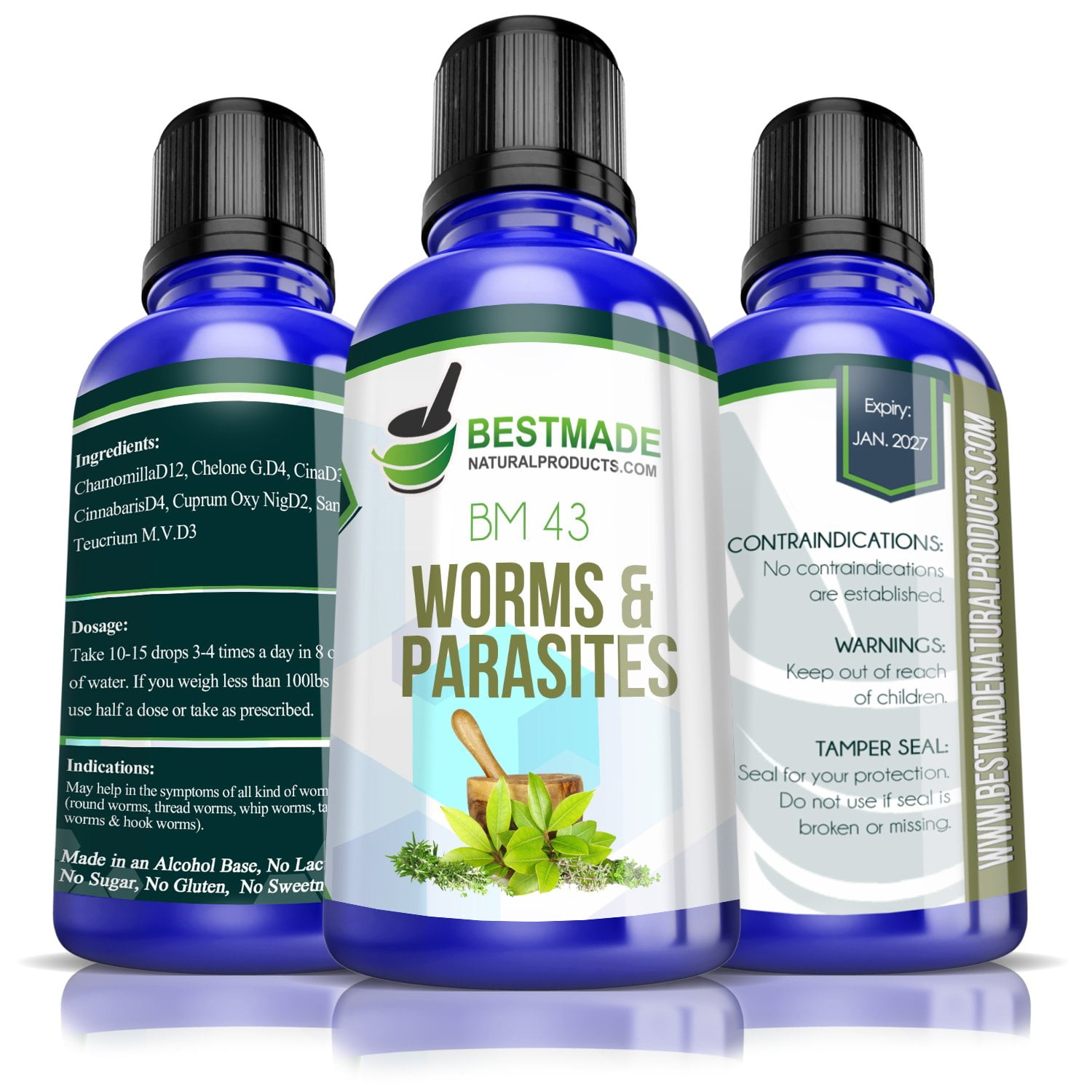 Worms and Parasites Remedy for Humans BM43, 30ml Bestmade Natural