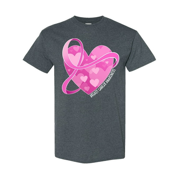 Inktastic Breast Cancer Awareness Pink Ribbon Around Heart T-Shirt