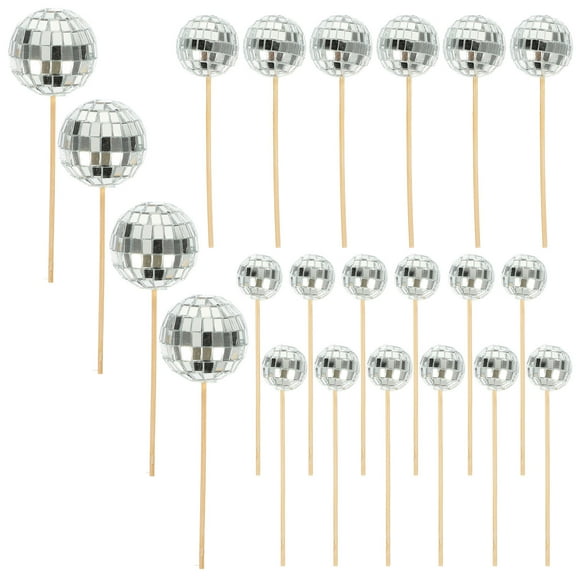 SWETRACE Silver Cake Decoration Balls Birthday Party Organizers 24Pcs 0.8-1.6in