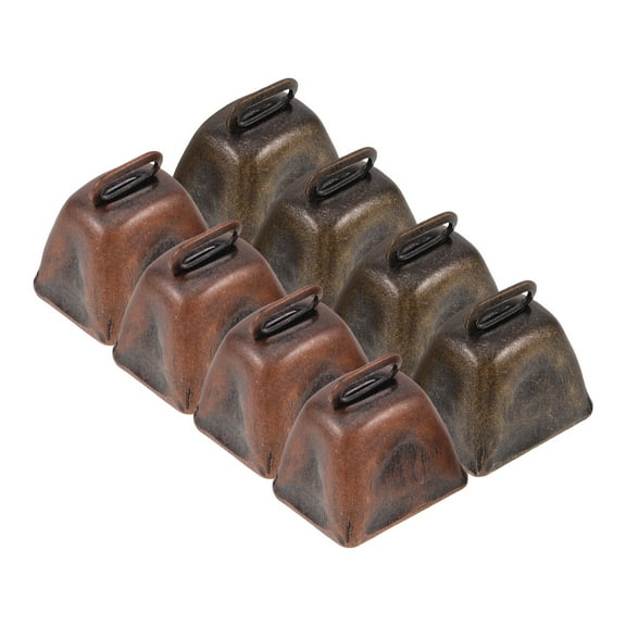 OUNONA 8Pcs Small Metal Cow Bells for DIY Crafts Vintage Style Rustic Noise Maker