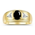 thumbnail image 1 of RYLOS Men's Rings Yellow Gold Plated Silver Classic 8X6MM Oval Gemstone &  Diamond Ring Cabochon Onyx October Birthstone Rings For Man Silver Rings Size 13, 1 of 7