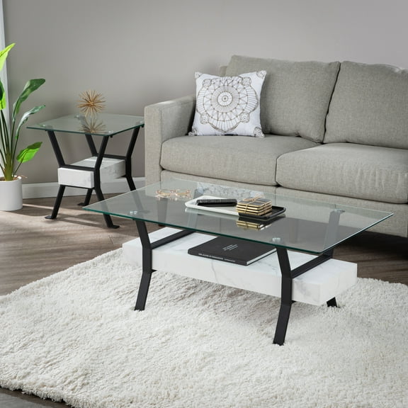 SEI Furniture Darvette Glass-Top Coffee Table