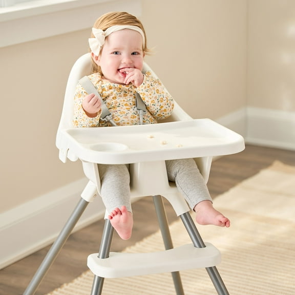 Regalo Baby Basics High Chair with Removable Tray and 5-Point Harness for Ages 6-36 Months, White