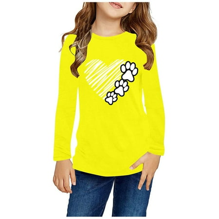 

ATOGUTA Sweatshirt for Toddler Girls Yellow Long Sleeve Shirts Kids Fashion Crewneck Tunic Tops Halloween Shirt Size 3T-14