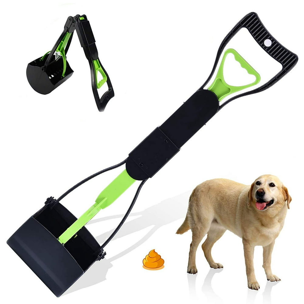 Long Handle Pet Pooper Scooper for Dogs and Cats, Foldable Pet Poop Waste Pick Up Tool for Grass