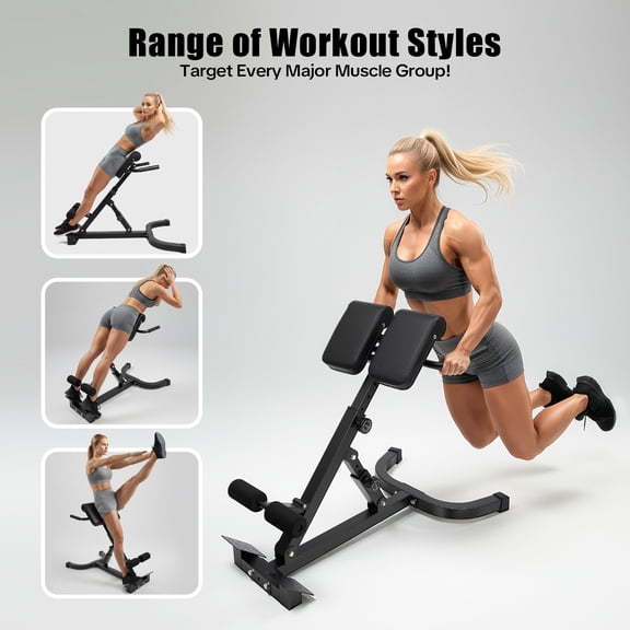 Roman Chair Back Extension Machine, Hyperextension Bench w/ Angle Height Adjust for Home, Gym, Hotel, School