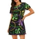 thumbnail image 1 of Fotbe Mardi Gras6 Bata de Dormir para Mujer con Estampado, Camisón de Algodón de Manga Corta, Ropa de Dormir Casual, 1 of 6
