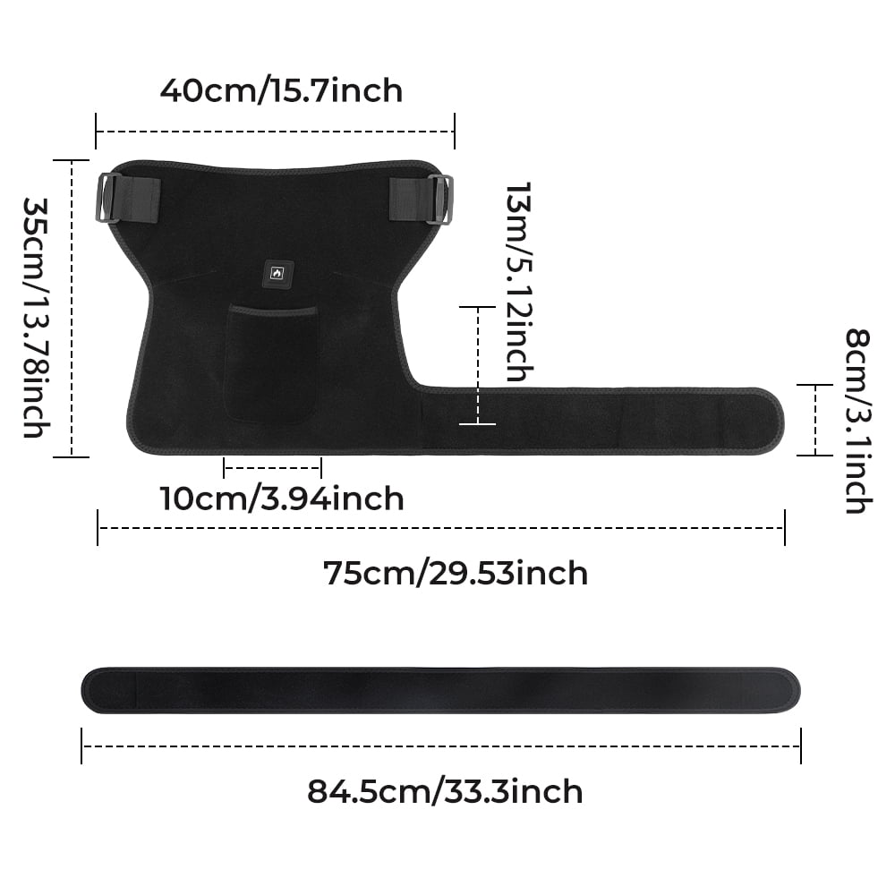 Heating Pad for Hip, Cordless Hip Heated Wrap with 105pcs 660nm & 850nm Light Beads, Thigh Heating Pad with 3 Heat & Vibration Modes, Adjustable Heated Hip Brace for Hips Thighs Lower Back, Black