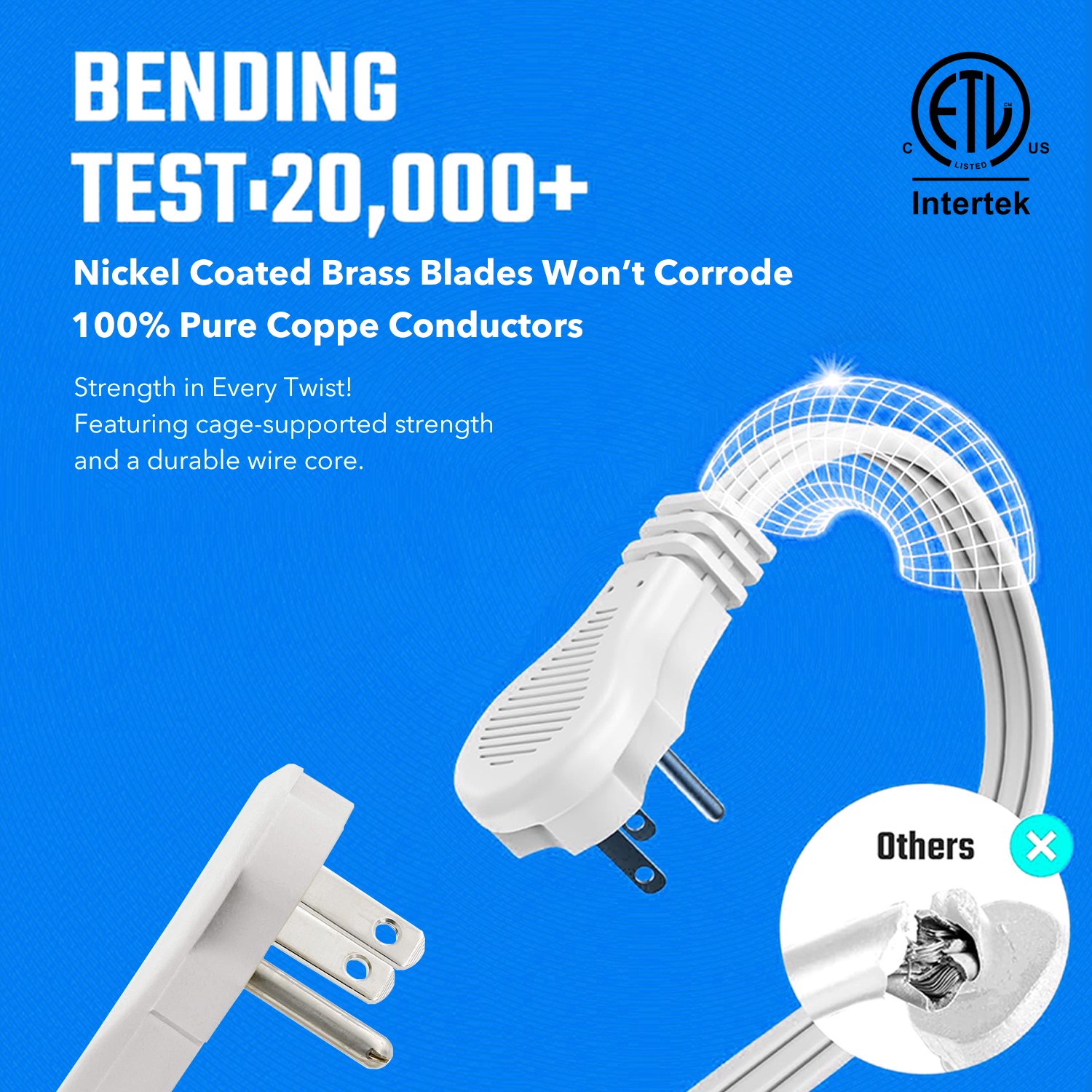 BN-LINK 6 Ft Indoor Flat Plug Extension Cord 2 Pack photo 6