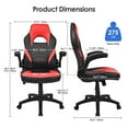 thumbnail image 3 of Gaming Chair Racing Office Chair, Ergonomic High Back Executive Computer Chair with Flip Up Arms and 360° Swivel - Black & Red, 3 of 10