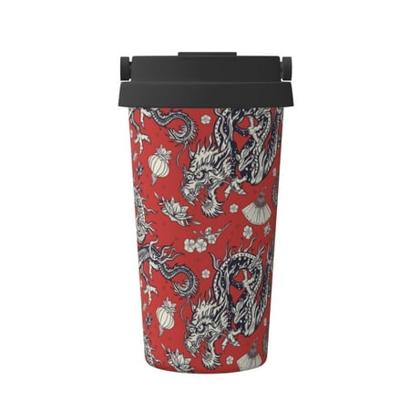 

Fuzoiu Dragons2 Print Stainless Steel Travel Mug Vacuum Insulated Coffee Travel Mug Reusable Coffee Cup for Hot and Cold