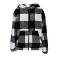 thumbnail image 6 of DAFPZW Women's Sherpa Hooded Cardigan Fall Winter Fuzzy Fleece Jacket Warm Soft Plaid Flannels Sweater Coat Outwear, 6 of 9