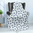 thumbnail image 4 of Whale Soft Flannel Fleece Throw Blanket, Horizontal Ocean Waves with Blue Fishes Animals of Sea, Cozy Plush for Indoor and Outdoor Use, 60" x 80", Pale Blue Navy Blue, by Ambesonne, 4 of 5