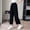 Black, variant on Girls Lightweight Crinkled Pants, Elastic High Waist Loose Wide Leg Casual Cropped Trousers with Side Pockets 5-15Y Navy