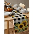 thumbnail image 3 of Hokiten Table Runners 48 Inches Long Dress Scarves, Sunflower Checkered Farmhouse Kitchen/Dining Table Runner, Short Coffee Tablerunners, Black Buffalo Plaid Pastoral Flowers 13x48 Inch, 3 of 7