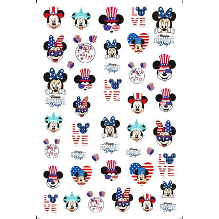America Loves Mickey Nail Art Stickers 4th of July Red White Blue Cute Minnie Nail Sticker Mouse Ears - American Flag Heart - D181