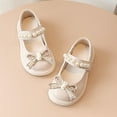 thumbnail image 5 of EnJoCho Girls White Leather Shoes Children Fashion Pearl Bow Tie Hook Loop Princess Shoes Dance Shoes Toddler Kids Cute Casual Shoes, 5 of 7