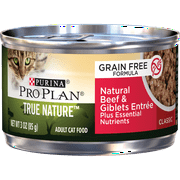 (24 Pack) Purina Pro Plan Natural Grain Free Pate Wet Cat Food TRUE NATURE Natural Beef & Giblets Entree 3 oz. Pull-Top Cans