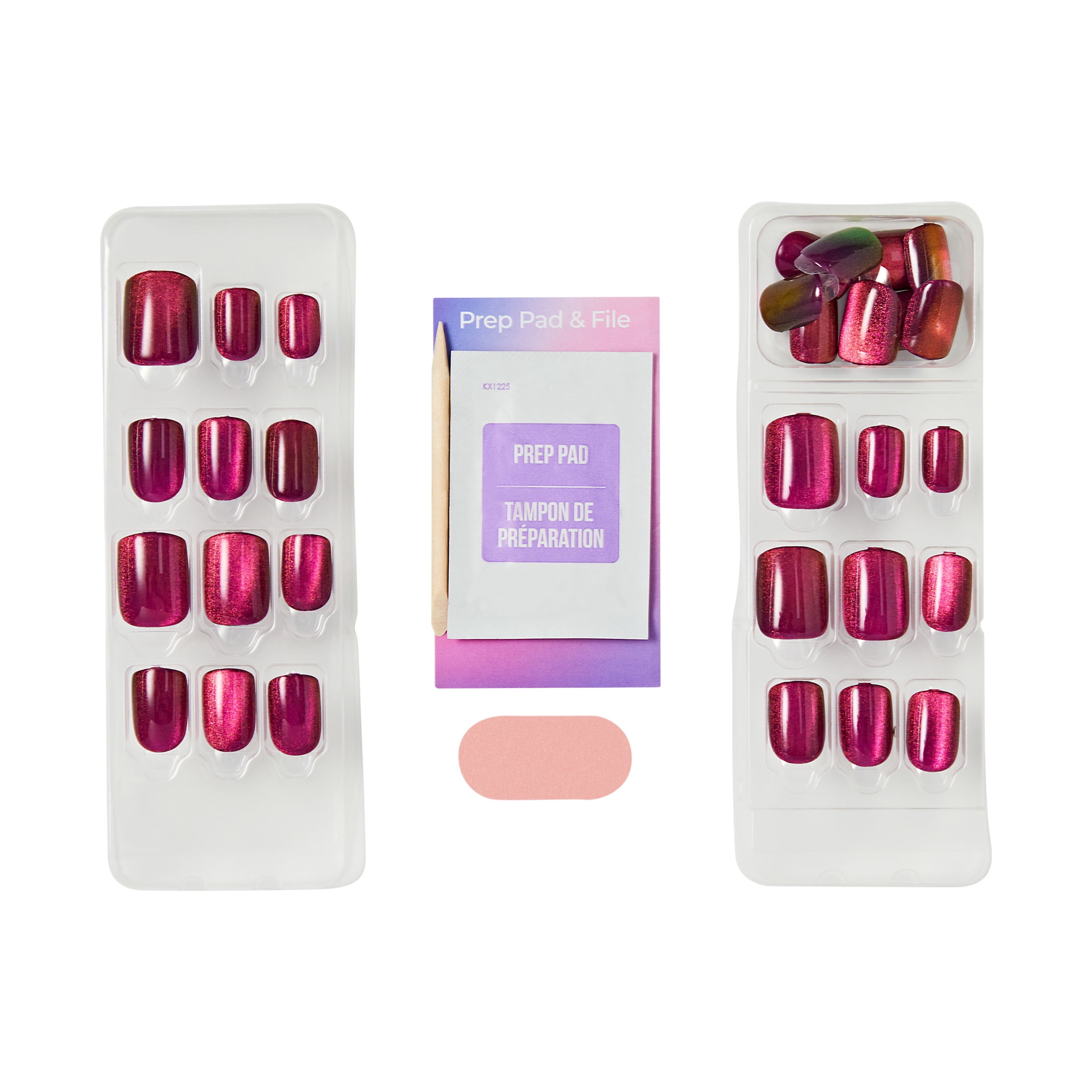 Kiss Impress Color FX Short Square Press on Nails, Pink, 30 Pieces