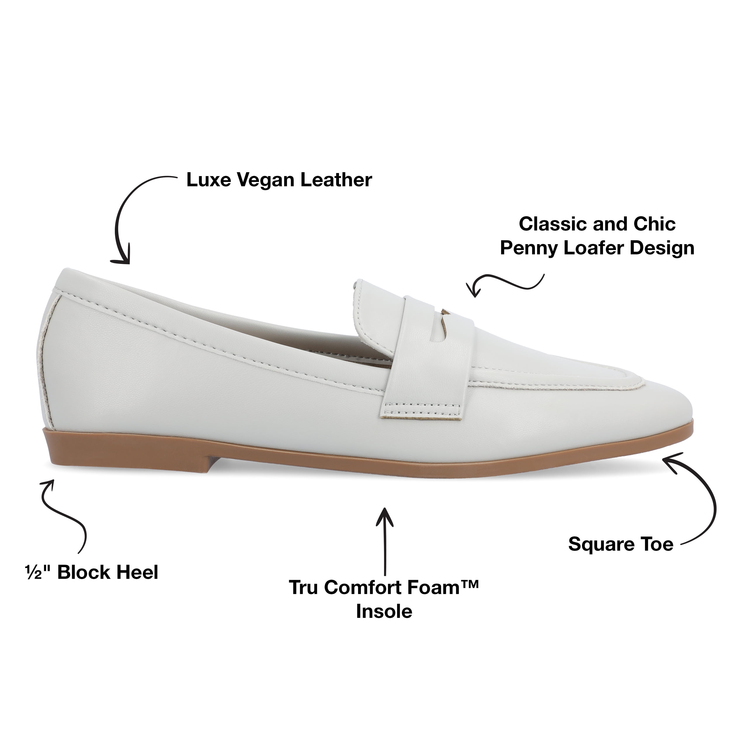 Journee Womens Myeesha Loafer Slip On Square Toe Dress Flats