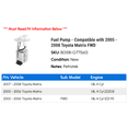 thumbnail image 2 of Fuel Pump - Compatible with 2005 - 2008 Toyota Matrix FWD 2006 2007, 2 of 2