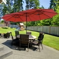 thumbnail image 3 of Gymax 15Ft Solar LED Patio Outdoor Double-Sided Umbrella w/ 48 Lights Crank Burgundy, 3 of 10