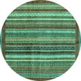 thumbnail image 1 of Ahgly Company Machine Washable Indoor Round Abstract Turquoise Blue Modern Area Rugs, 5' Round, 1 of 4