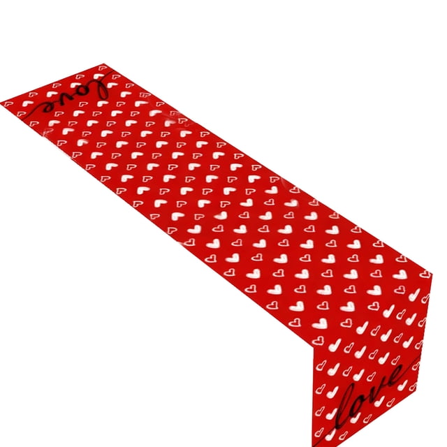 Chemin de Table de Noël Chemin de Table en Forme de Cœur pour la Saint-Valentin, Nappe Imprimée Rouge, Décorations de Restaurant pour la Saint-Valentin, Divers Chemins de Table Imprimés